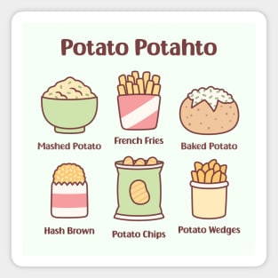 Potato Potahto Mashed Potato French Fries Hash Brown Potato Chips Magnet